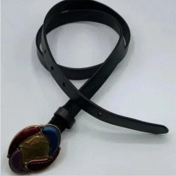 Chico's Genuine Leather Multi-colored Buckle Belt Size Small - Picture 2 of 7